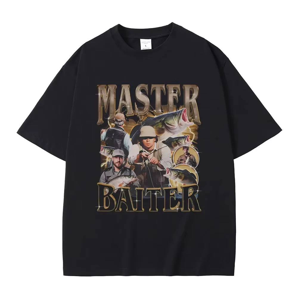 ماستر بايتر متعة الصيد الرجال تي شيرت 100_ القطن الخالص ريترو عادية مريحة الشارع الهيب هوب Harajuku في الهواء الطلق قصيرة الأكمام #1