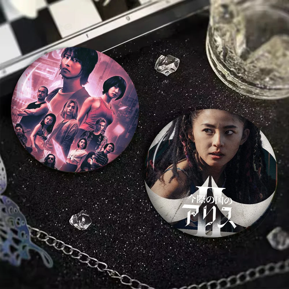 Hot TV Alice In Borderland Creative Pins Funny Round Snap-in Brooch Badge Backpack Hat Accessories Jewelry Gifts For Friend