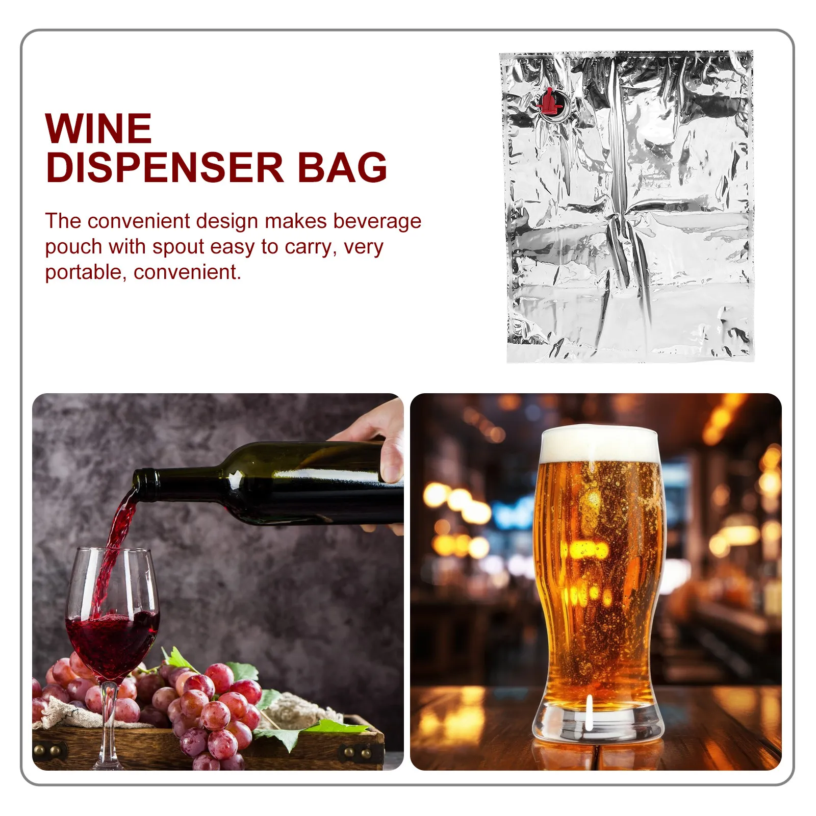 3Pcs Travel Wine Bladder with Spout Reusable Drinking Pouch Leakproof Beverage Container for Juice Wine Liquor Drinks on The Go
