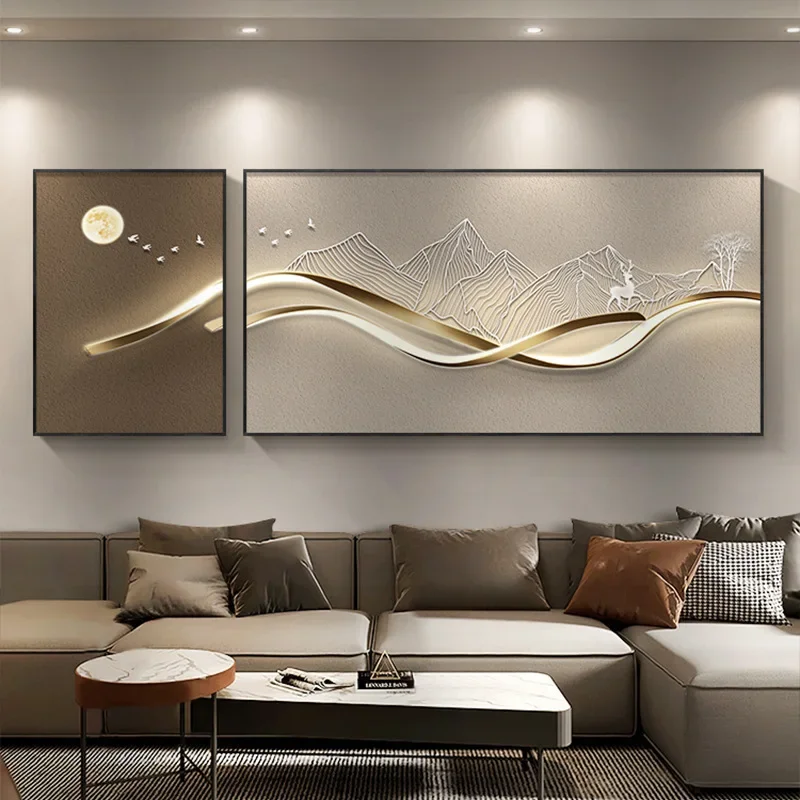Modern simple backrest, living room decorative painting, high-end abstract sofa background wall hanging painting