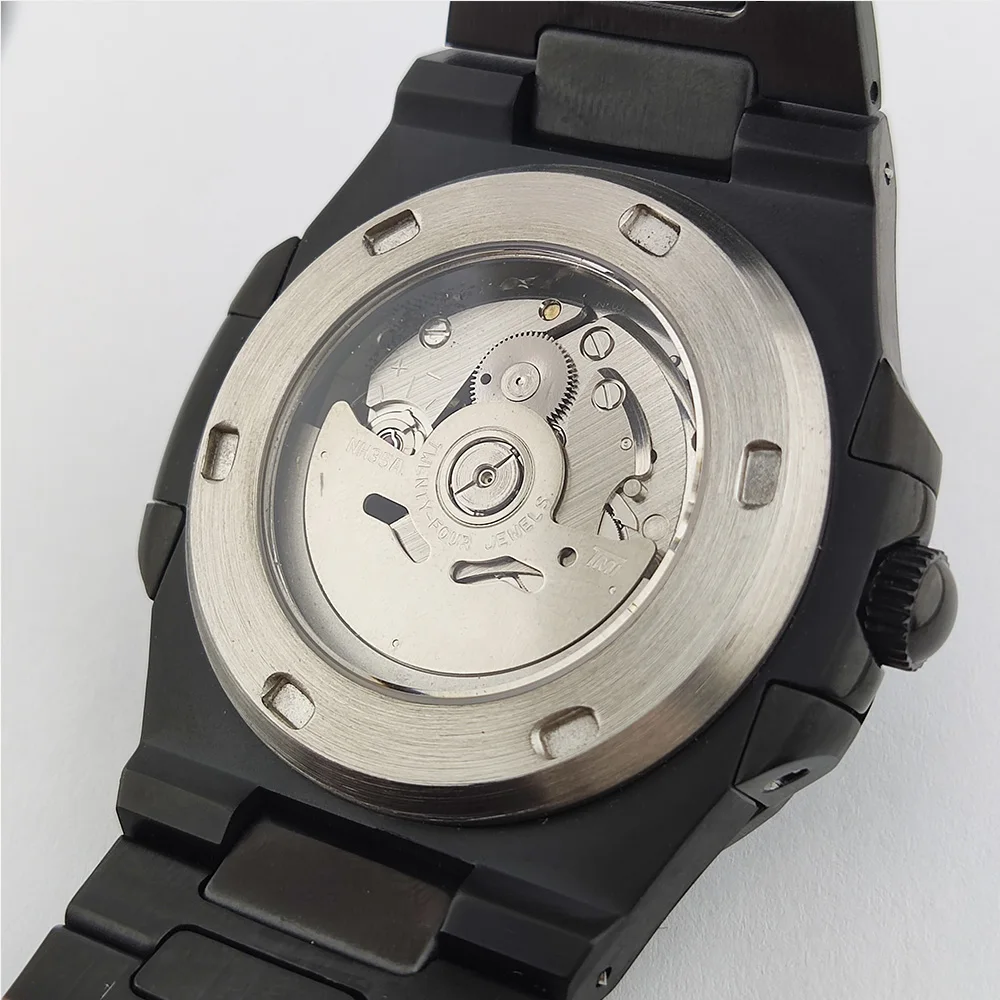 Orologio NH35 da 43 mm Quadrante nero stellato Orologio impermeabile in acciaio inossidabile Orologio meccanico creativo NH35 Movimento automatico Orologio da uomo
