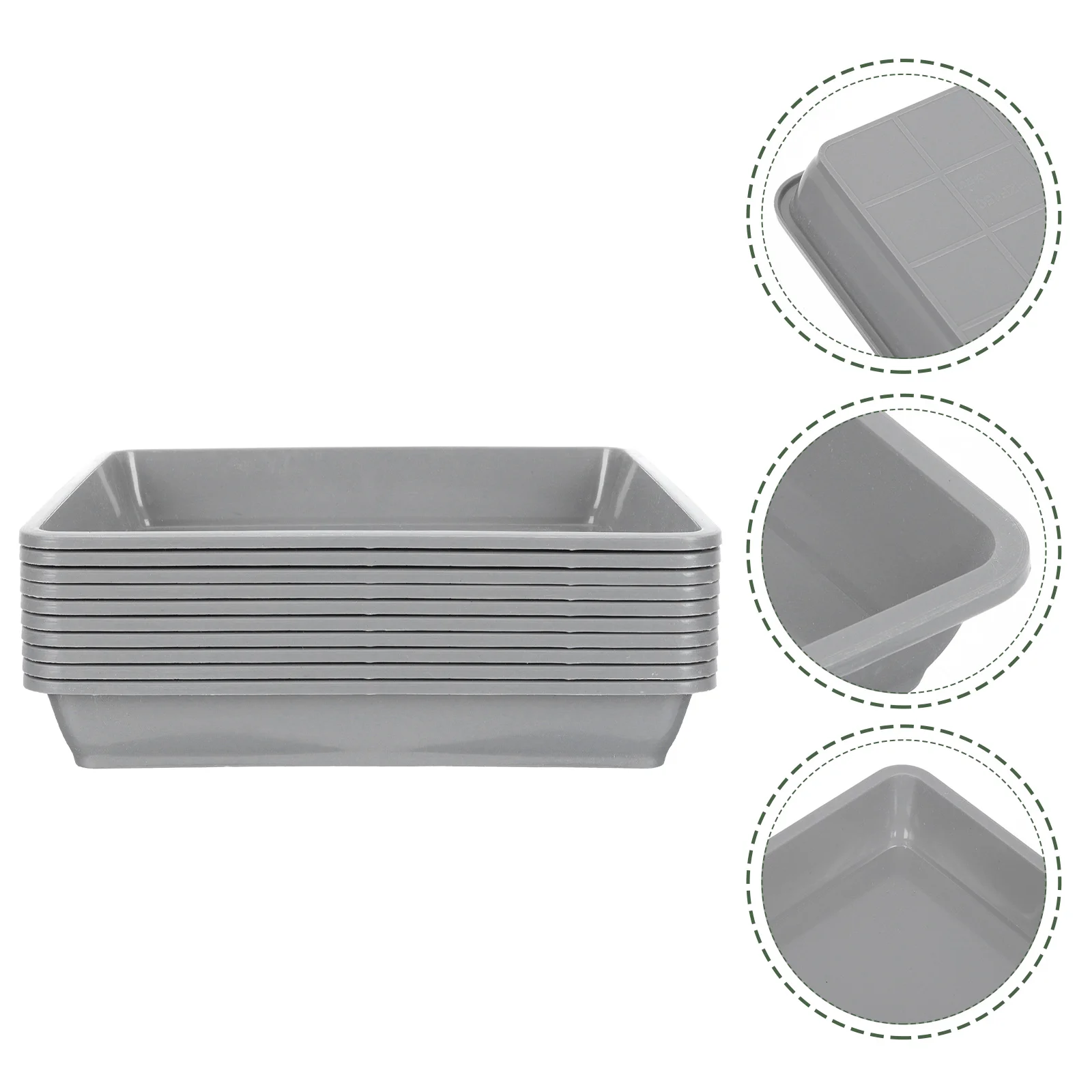 

10pcs Flower Pot Trays Plastic Plant Tray For Garden Water Drainage Lightweight Bonsai Square Base Plate Gardening Supplies