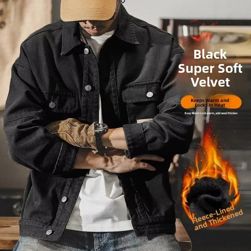 

Мужское рабочее джинсовое пальто Jaet Long Sve Fce на подкладке, осень-зима, износостойкая повседневная верхняя одежда Multi ket