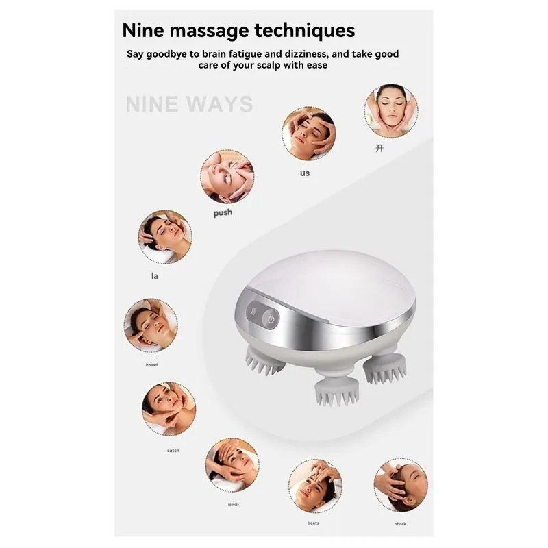 قابلة للشحن متعددة الوظائف فروة الرأس مدلك صغير العجن ذكي متعدد الوظائف الكهربائية فروة الرأس مدلك-Y48A