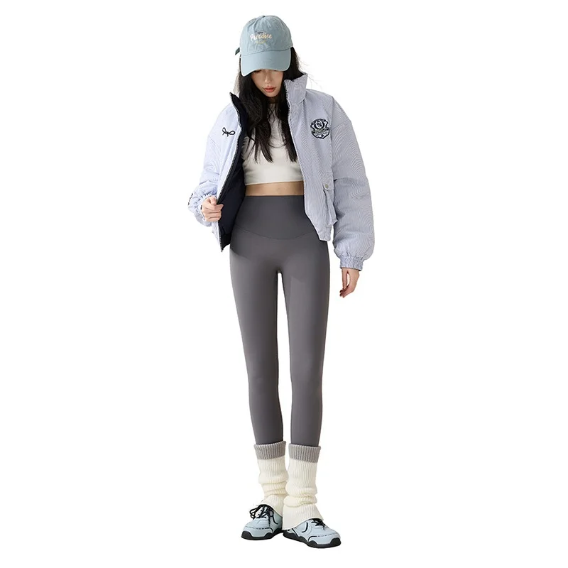 

Новые утягивающие брюки из овчины с высокой талией, женские брюки для йоги на подкладке, осенне-зимние брюки без Embarras...