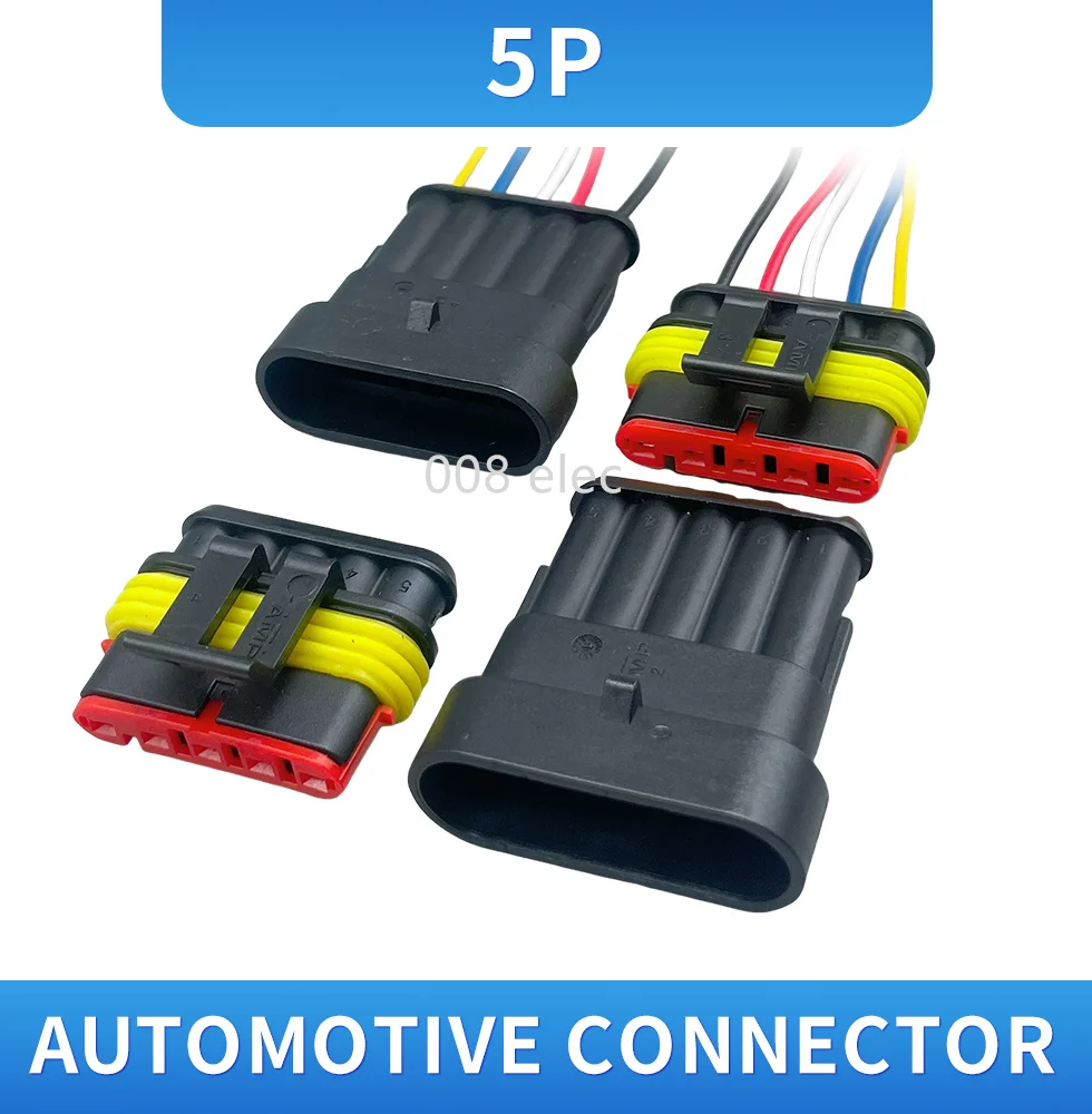 5 sets 5 hole 5pin Car waterproof wire connector plug Super AMP sealing method wire slot