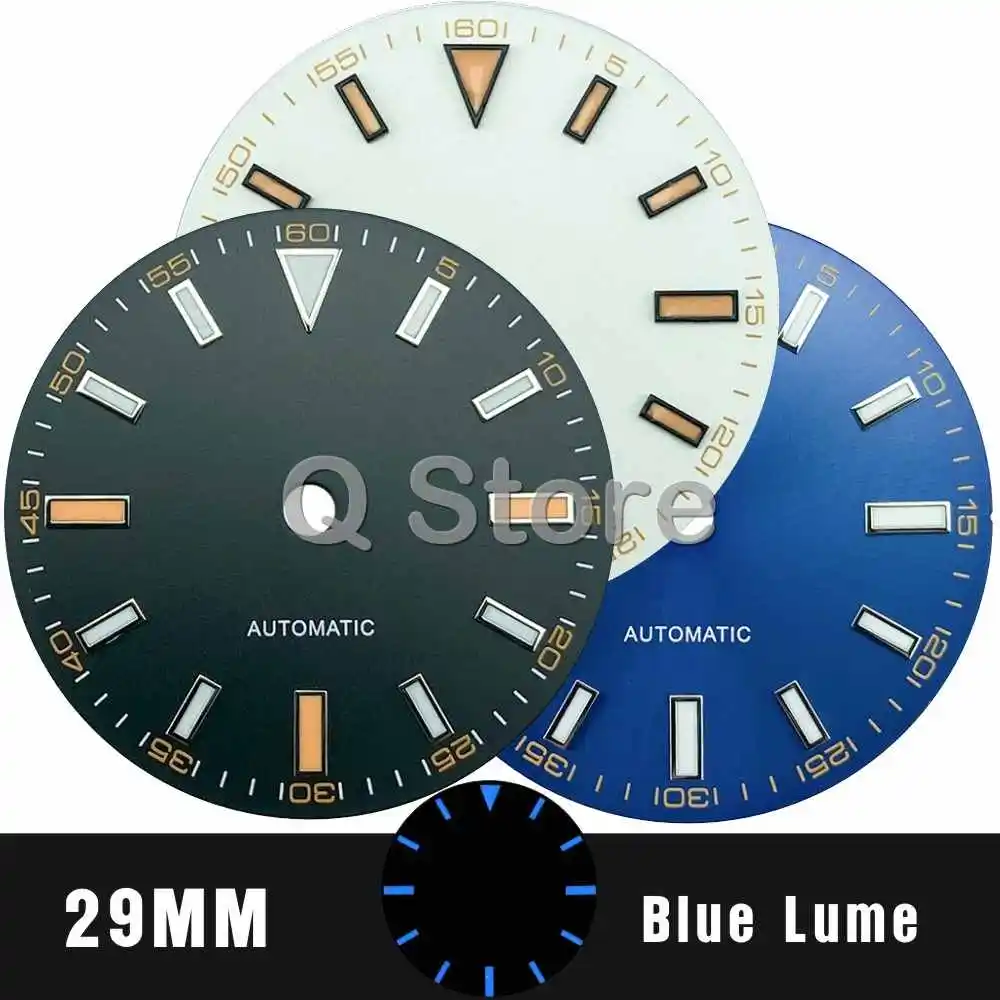 29mm Sterile Copper Dial, Milgauss Dial, Brushed, Date for DG2813 ETA2824 Miyota8215, Mov Blue Luminous, 29mm