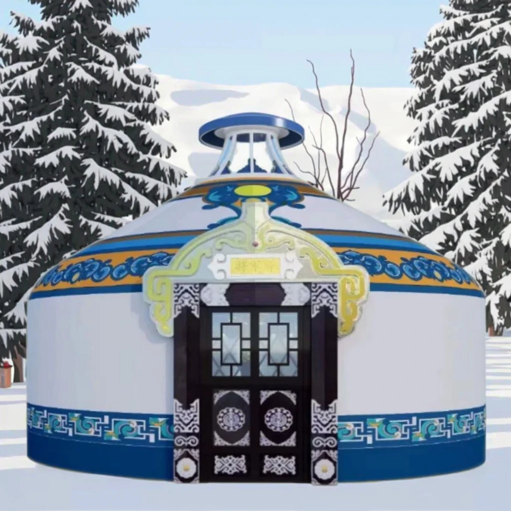 

Делюкс-юрта для кемпинга, двухслойная, всесезонная, утолщенная, водонепроницаемая, ветрозащитная и снегозащитная, из ПВХ, теплая