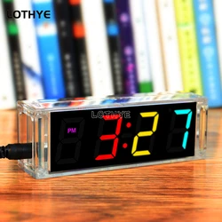 Digital Tube DIY Clock Kit Temperature Multicolor LED Week Display With Clear Case Cover DIY Electronic Kit Soldering Assembly