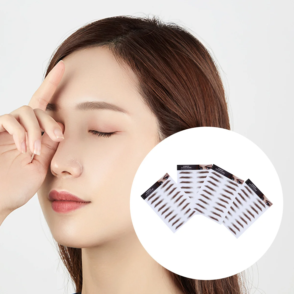 

4Pcs Water Transfer Eyebrow Sticker 6D Hair-Like False Eyebrows Cosmetics Reusable Adjustable for Straight Brow