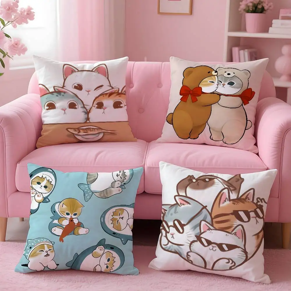 Mofusand Pillow Case Pattern Printed Pillowcase For Living Room Sofa Cushion Cover & Bedroom Decor