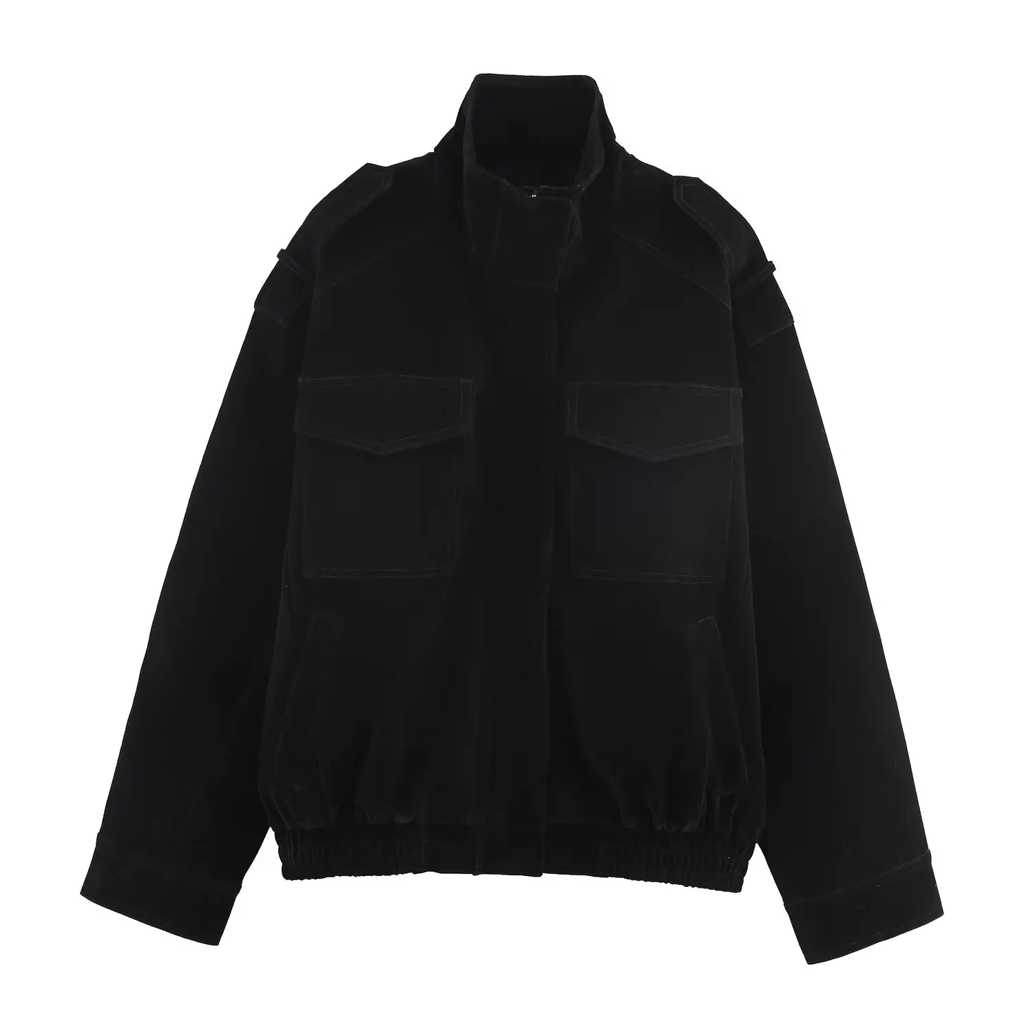 JNLEAOG 秋の新作レディースフェイクレザー Jaet ベルベットテクスチャカジュアル Sle ロング Sve ジッパー開閉スタンドカラーコート