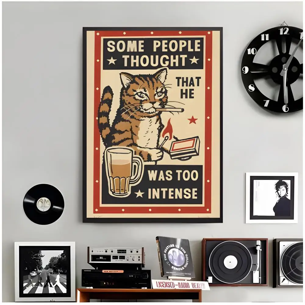 artwork illustration D-Drunk Cats Poster Modern Wall Art Home Decor Living Room Decorative Print Unframed