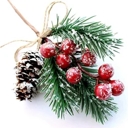 Red Stems Branches Christmas Berries Decor Artificial Cones Branch Craft Wreath Pick Room Decoration For Home