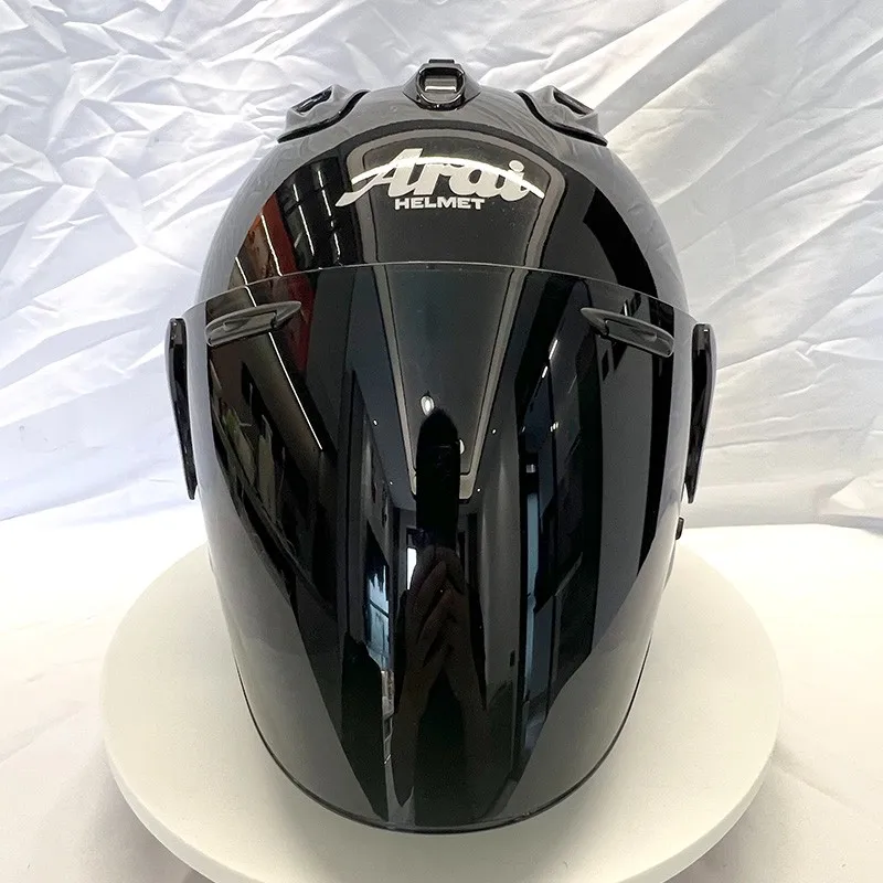 VZ-RAM ABS Classic 3/4 Open Face Helmet,For Vintage Motorcycle and Cruise Motorcycle Protection Helmets,Bright black,Capacete