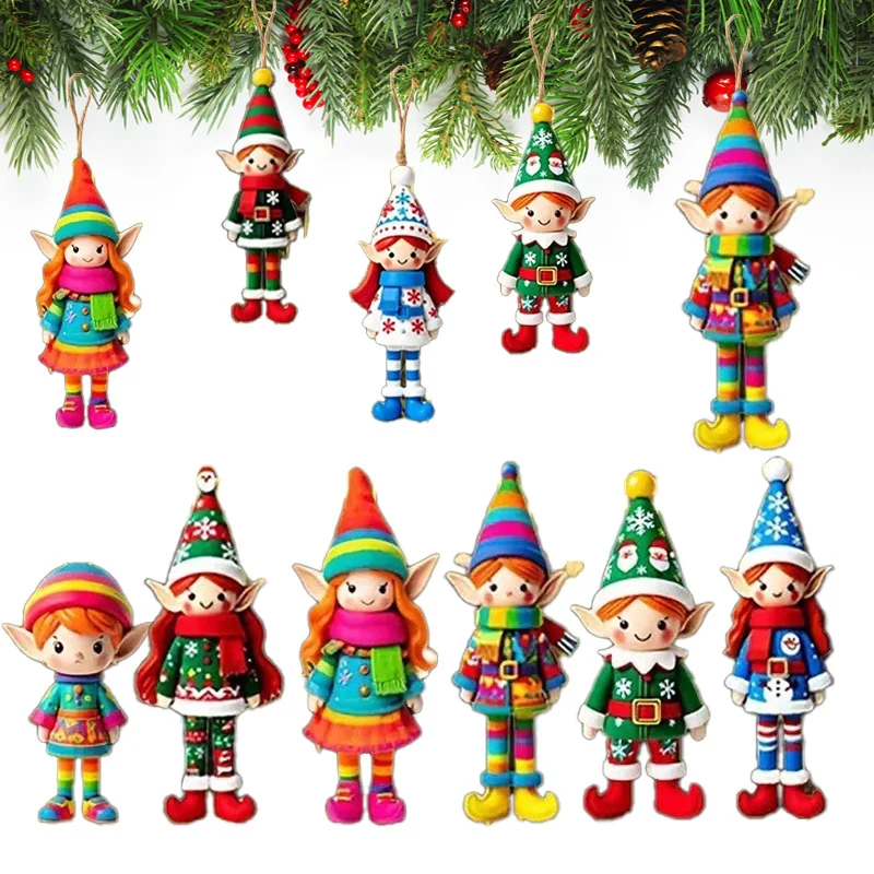 

8-32PCS Cute Angel Elves Christmas Wooden Ornaments Xmas Tree Hanging Pendants 2025 Christmas Decoration For Home Kids Gift Tag