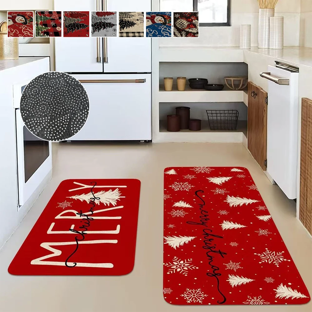 

Kitchen Floor Mats Non-slip Xmas Bedroom Living Room Crystal Velvet Carpet Washable Long Rugs Bathroom Entrance Doormat 주방 바닥매트