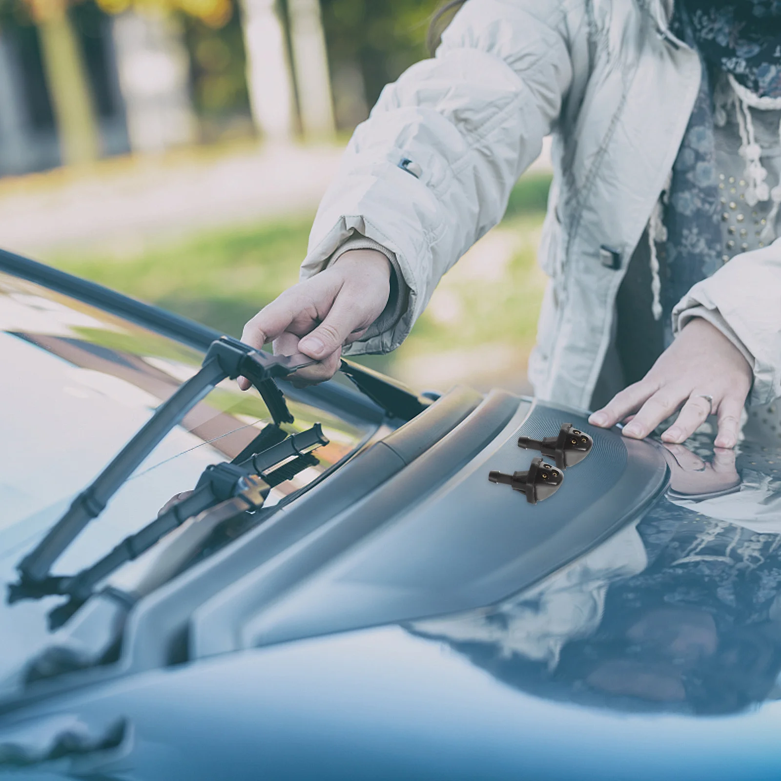 

10pcs Car Windshield Washer Nozzles 3 Holes Front Window Washer Jets Replacement Wiper Nozzles Kit For Auto Accessories Engine