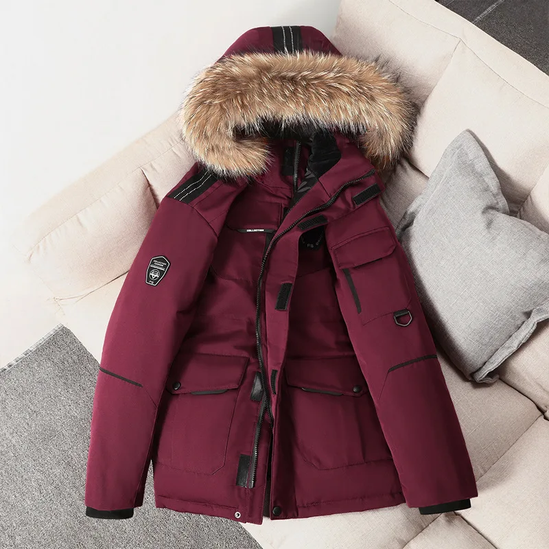 Fashionable Men's New Solid Color Duck Down Coat Men's Winter Warm and Thick Anti Cold Jacket Men's Casual Versatile Jacket