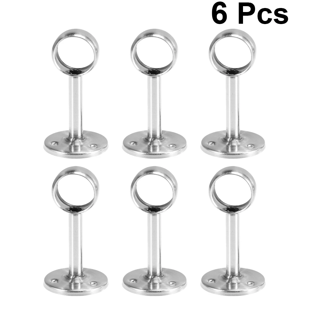 

6Pcs Stainless Steel Wardrobe Rail Supports Heavy Duty Closet Rod Bracket Holder for Clothes Hanging Rod Closet Bathroom Kitchen