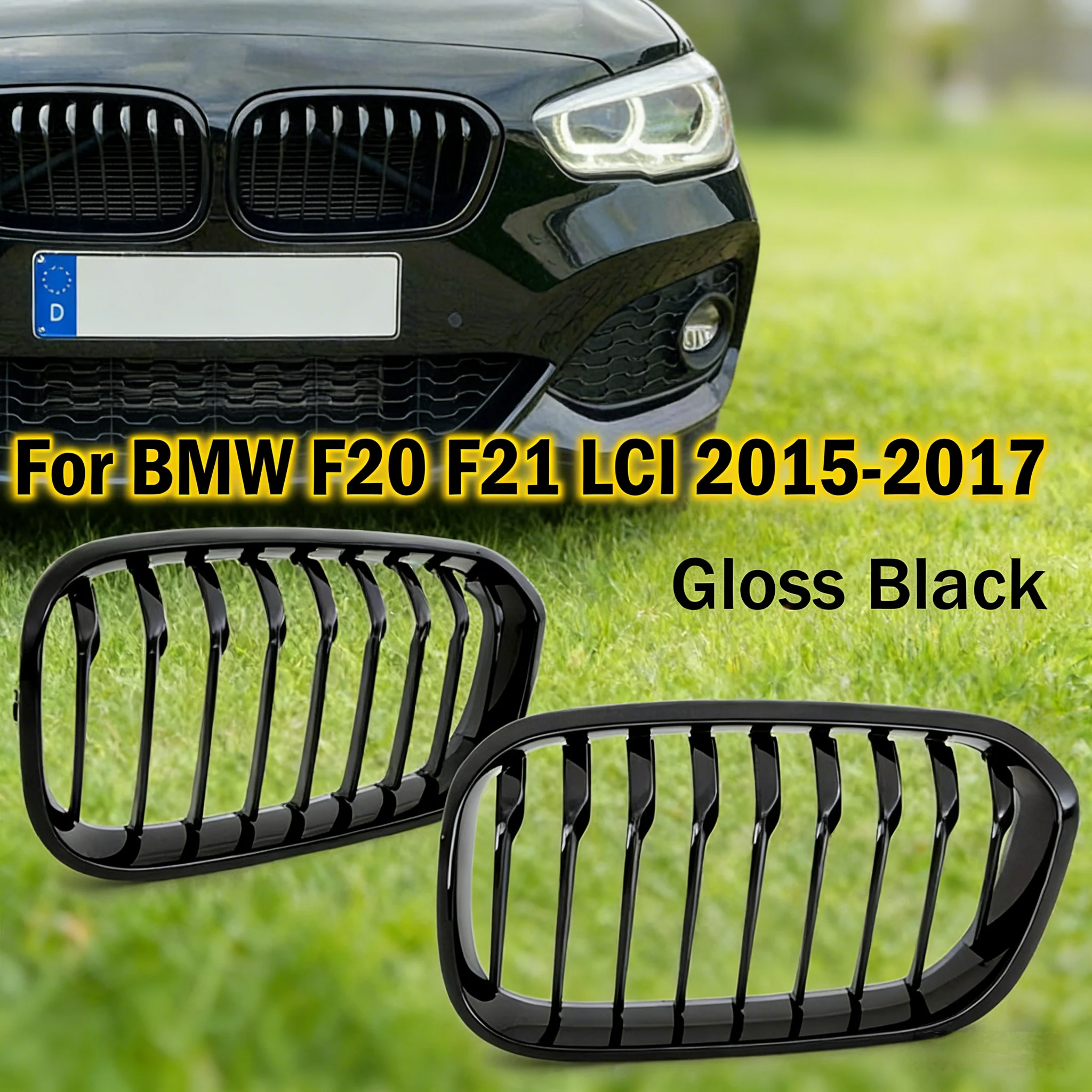 

For BMW 1 Series F20 F21 2015-2019 Facelift 2x Car ABS Grille Front Kidney Grill Single Line Style 51137371685 Parts