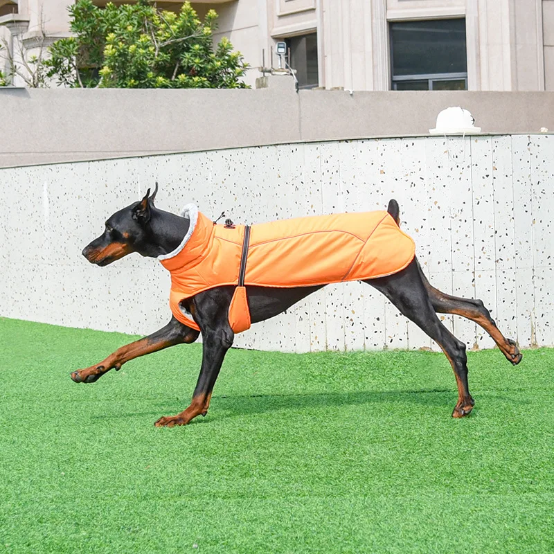 Winter Dog Pets Clothes Plus Fleece Jacket Pet Winter Warm Vest Waterproof Reflective Dog Clothes For Large Dog Outdoor Jacket