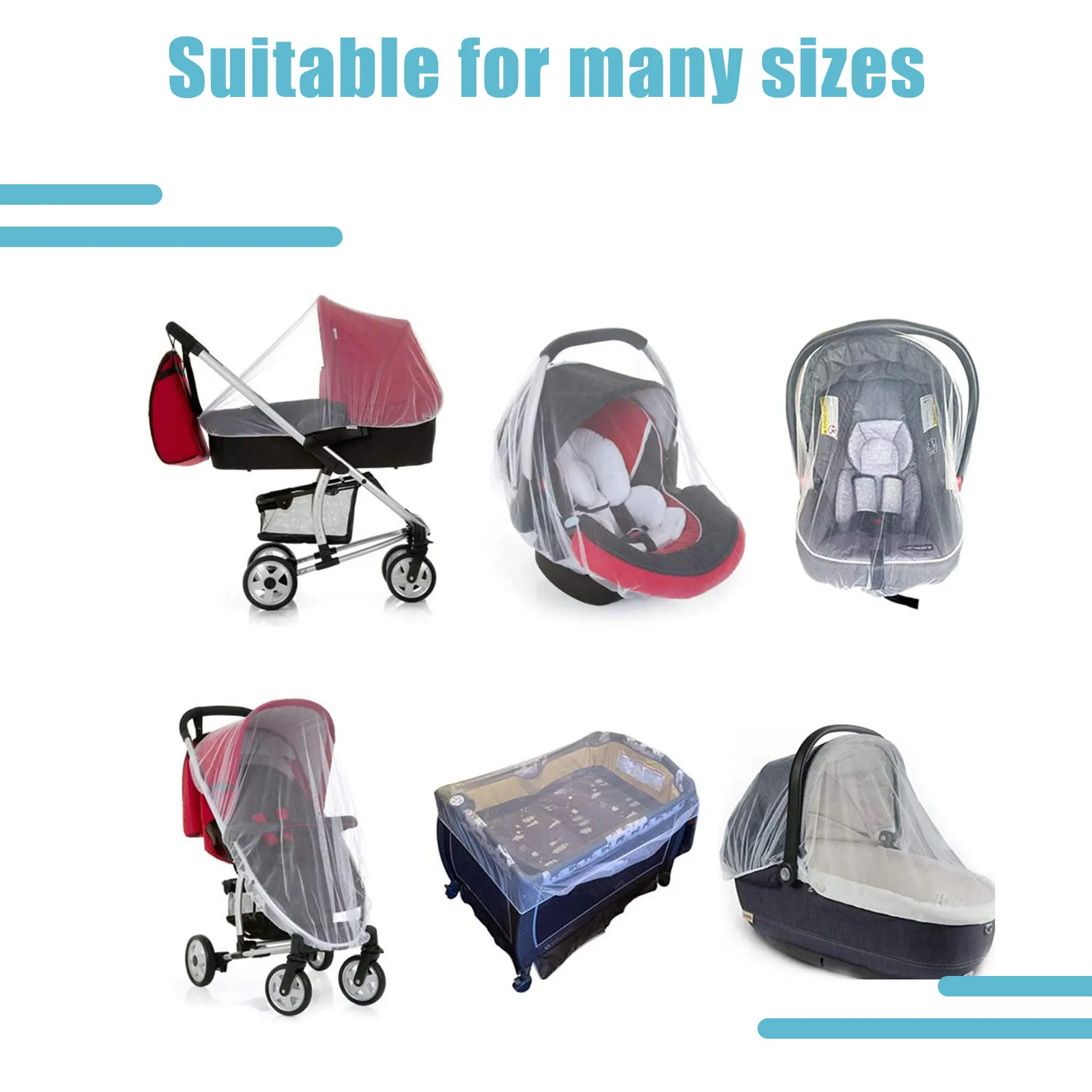 2Pcs Baby Stroller Mosquito Net Premium Breathable Gauze Bug Protection for Infants Fits Stroller Car Seat Bassinet Cradle - view 2
