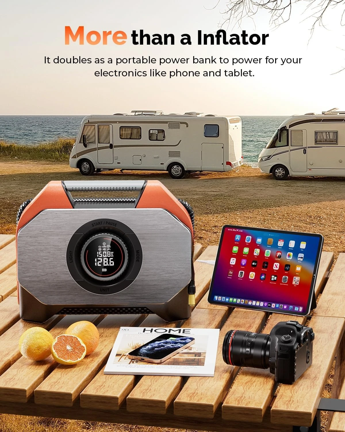 ZZH VORTEX S6 منفاخ الإطارات ضاغط هواء محمول للمركبات الثقيلة، مضخة هواء لاسلكية للسيارة والمطاطية مع #6