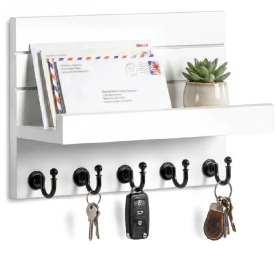 

Key Holder for Wall: Easy Installation Mail Organizer Wall Mount Hanging Key Rack for Kitchen and Entryway Decor with 5 Sturdy