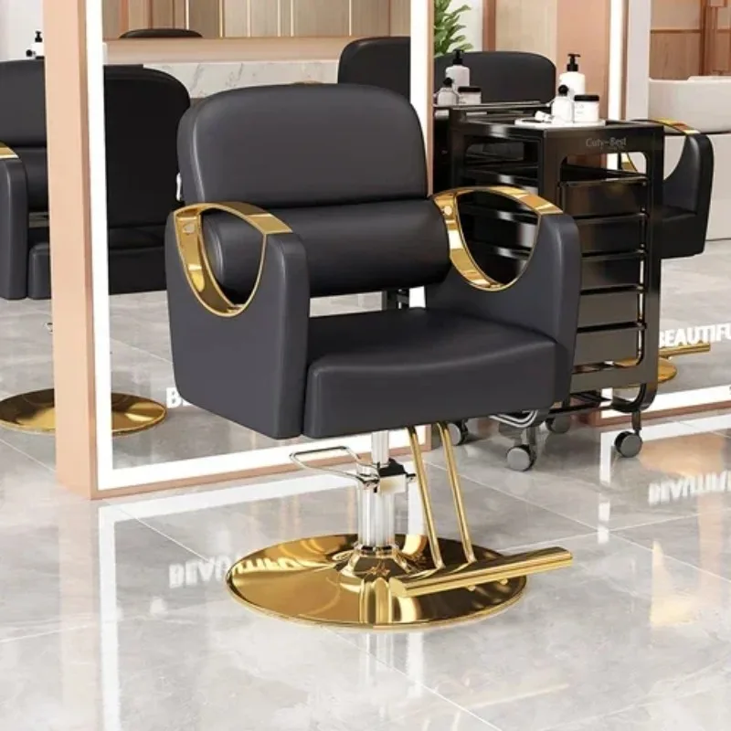 Luxury Portable Designed Barber Chair Gold Barbershop Luxury Barber Chairs Swivel Salon Cadeira De Barbeiro Salon Furniture