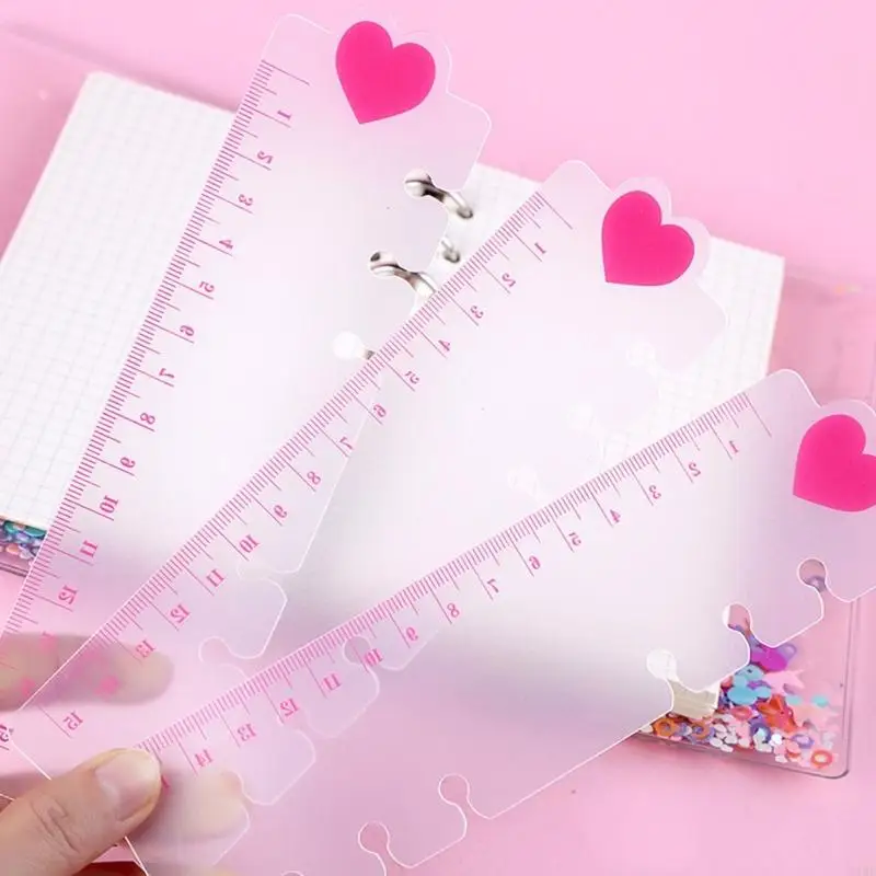 5Pcs 6 Hole Pre-Punched Binder Divider with Measuring Scales Multifunctional Plastic Binder Ruler For Notebook Journal K1KF