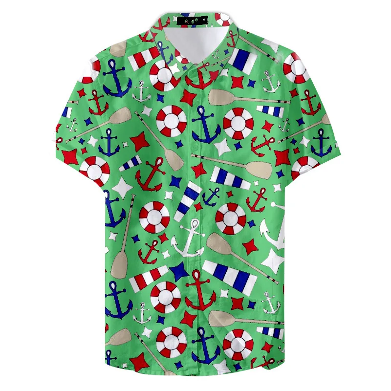 เสื้อเชิ้ตปกกว้างพิมพ์ลาย ดีไซน์ปกกว้าง ผ้าบางเบา ใส่สบาย เหมาะสำหรับฤดูใบไม้ผลิและฤดูร้อน สไตล์ลำลองสำหรับวัยรุ่น ไม่ต้องรีด