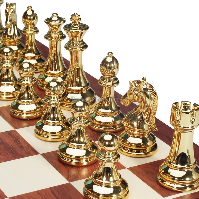 2024 europe and america high end international chess metal chessman portable chessboard kids puzzle chess match special-purpose