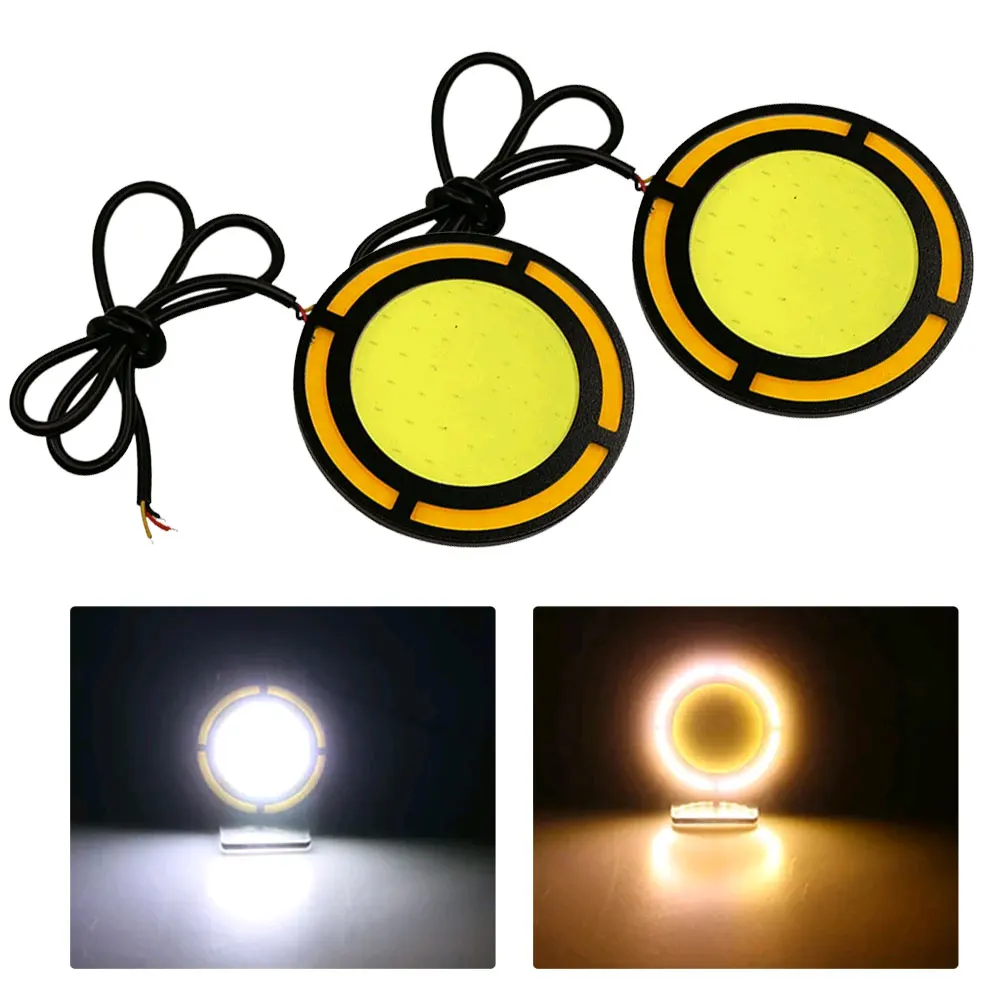 

2x Car COB Daytime Running Lights Car LED Driving Lamp Waterproof Auto Dual Color Lamp Car Lights Universal Accessories Aluminum