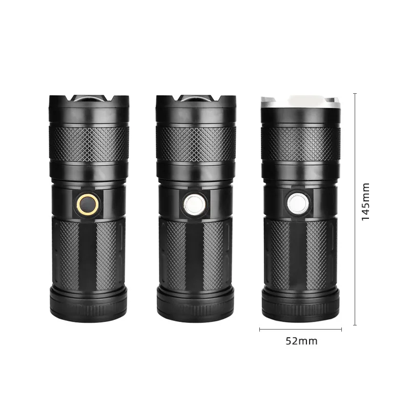 MONHNR Strong Light Zoom Multifunctional Led Flashlight Type-C Rechargeable Work Light XHP50 Rechargeable Flashlight