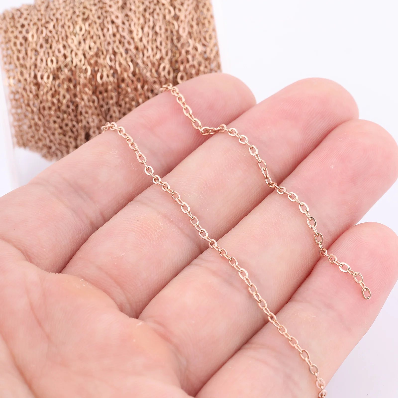 

10meters/Roll Stainless Steel Rose Gold Plated Link Chains For Necklace Making Diy Jewelry Accessories 1.5x2mm 2x2.5mm 2x3mm