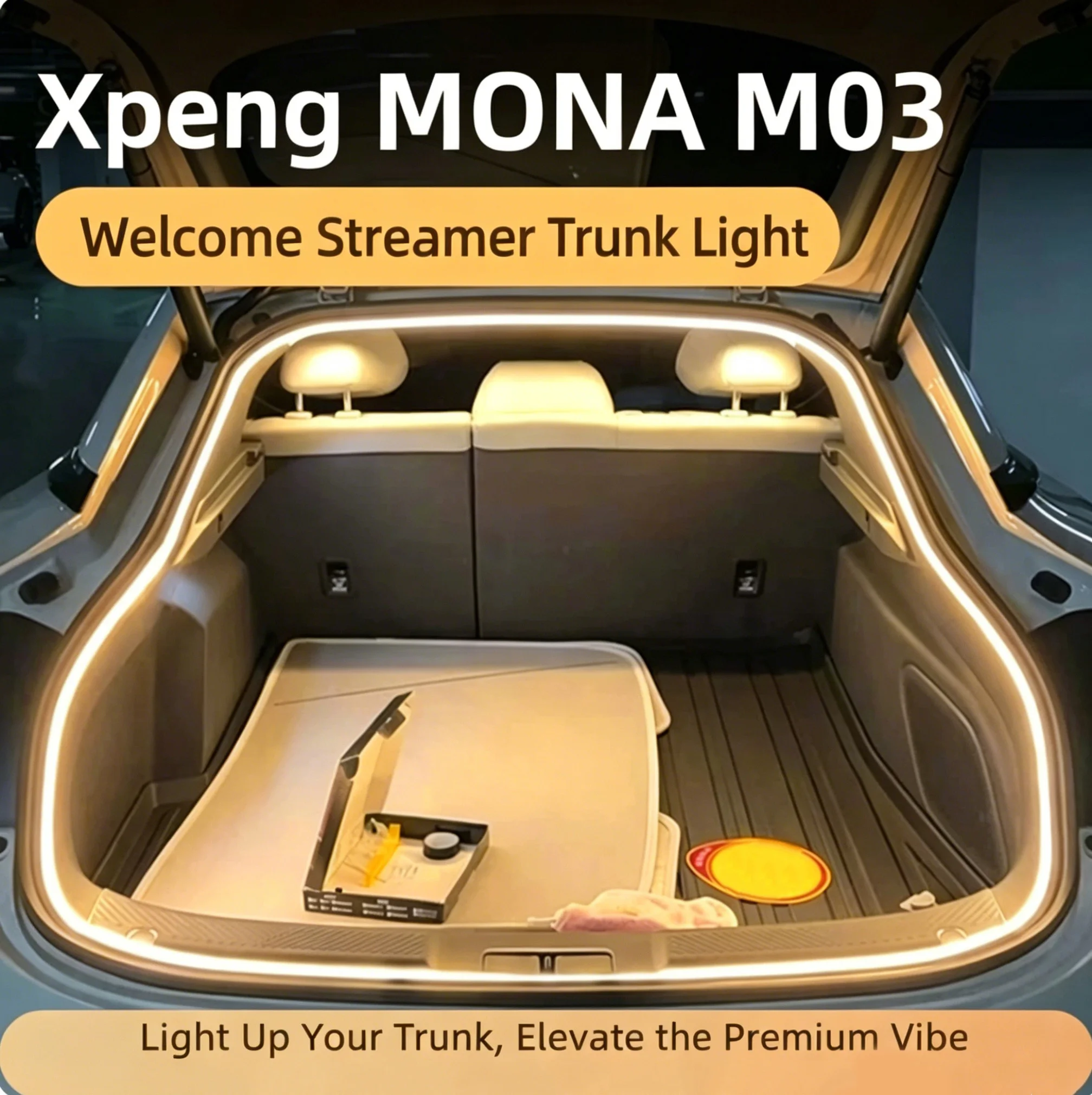 

For XPENG MONA M03 Rear Trunk LED Light Bar White Warm Car Trunk Modified Atmosphere Lam