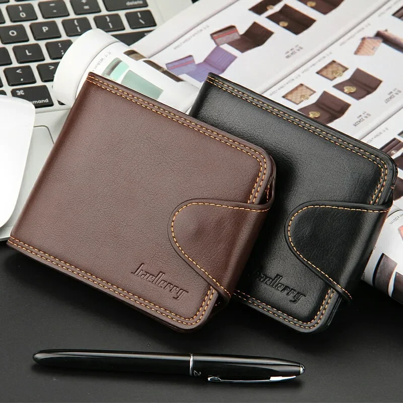 2024 New Short Men Wallet Slim Card Holder PU Leather Male Wallet Small Photo Holder Bifold-fold Bag Frosted Men business Purses