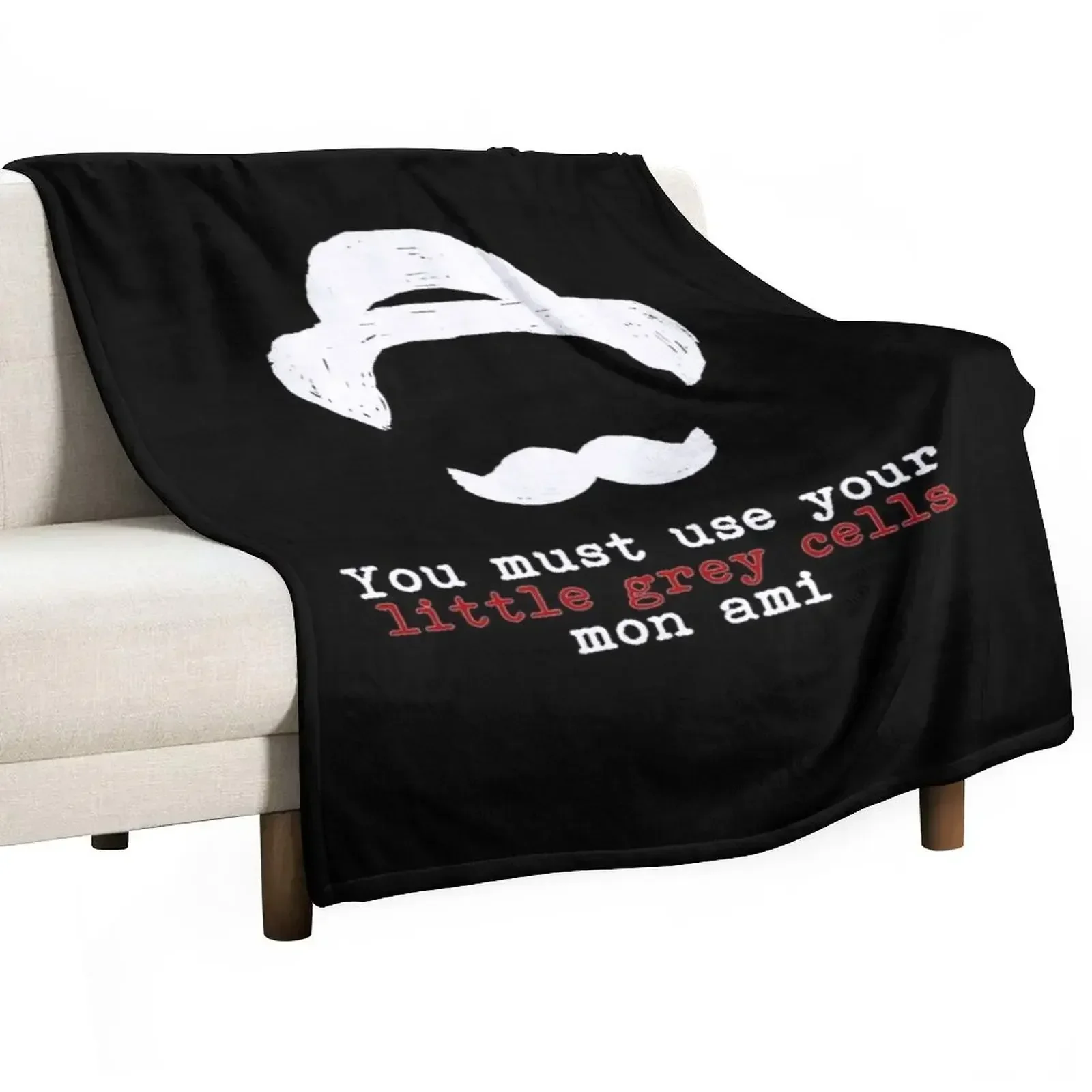 Agatha Christie Hercule Poirot Little Grey Cells Throw Blanket Personalized Gift Thins Nap Blankets