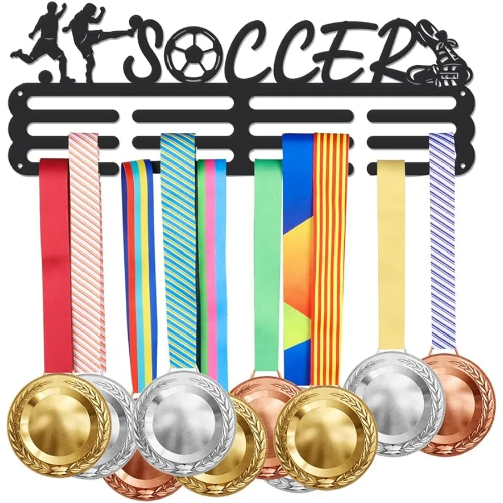 

Soccer Medal Hanger Display Sports Medals Display Rack for 60+ Medals Wall Mount Ribbon Display Holder Rack Hanger Decor Iron