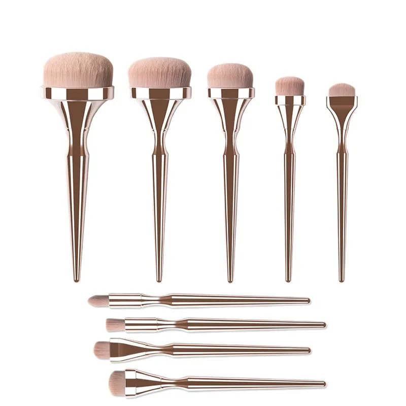

9-Piece Gold-Plated Makeup Set Toothbrush-Shaped Foundation Electroplated Handle Powder Blush Brush Beauty Tools
