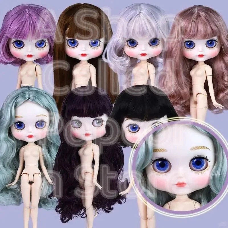 

Icy Dbs Blyth Doll 19 суставов 1/6 Body 30 см Bjd Doll Fair Skin Matte Round Face Beep Lips Волнистые волосы Diy Макияж Костюм Кукла Подарок