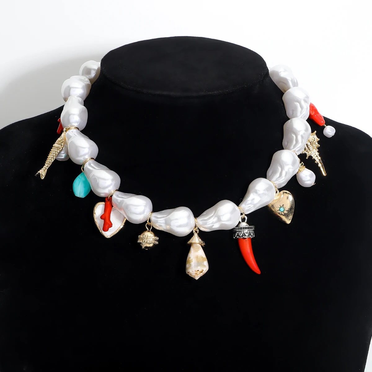 2025 جديد عصري ZAA فو الباروك اللؤلؤ حلية قلادة للنساء محارة القلب الفلفل الحار قلادة مجوهرات مأدبة البوب اكسسوارات