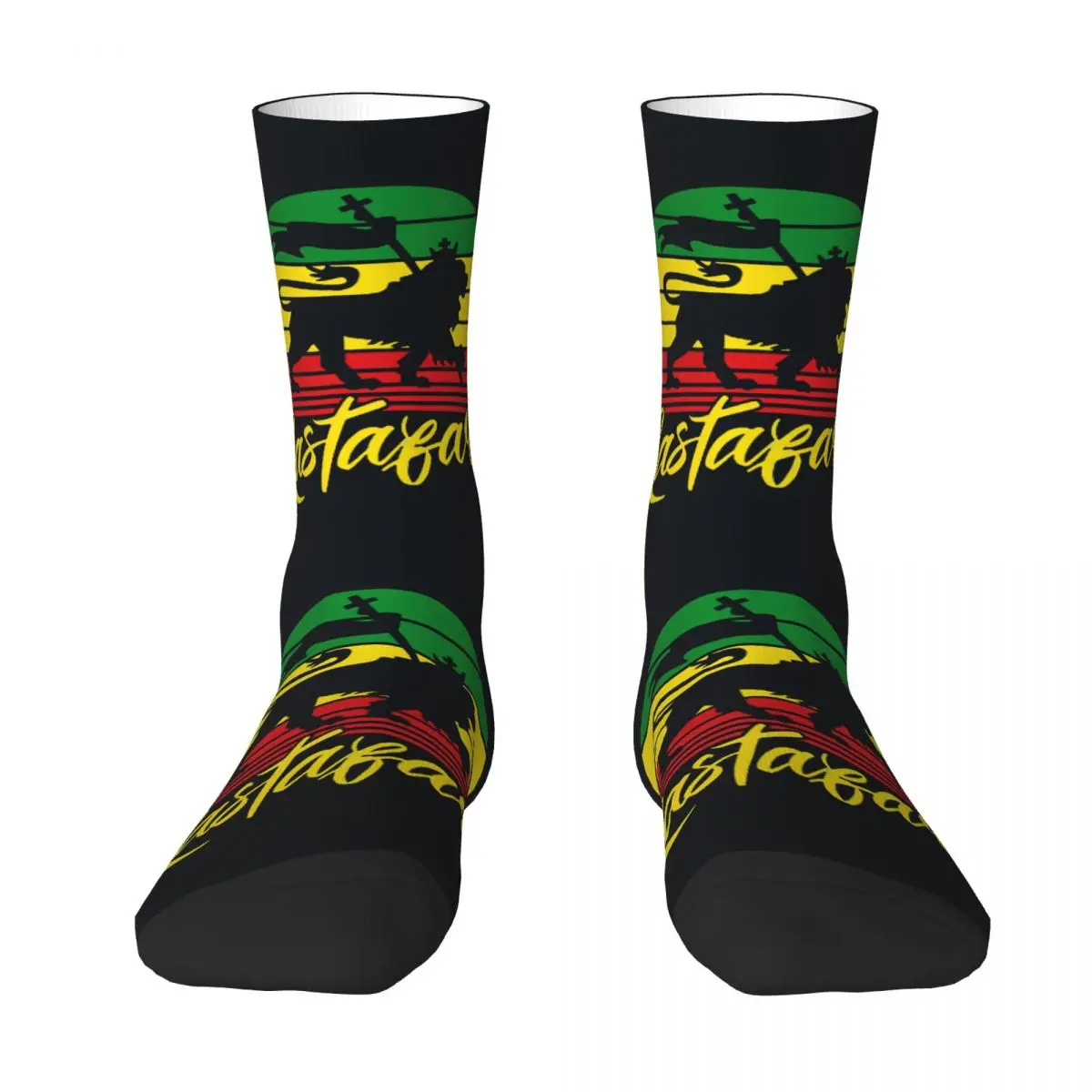 Rastafari Lion Of Judah Classic Retro Rasta Flag Lion Socks Travel 3D Print Boy Girls Mid-calf Sock