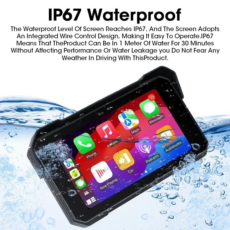 5 inch Motorcycle Navigation GPS For Wireless Carplay&Android Auto IPX7 Waterproof Display Dual Bluetooth 5.0 Moto Monitor image 5
