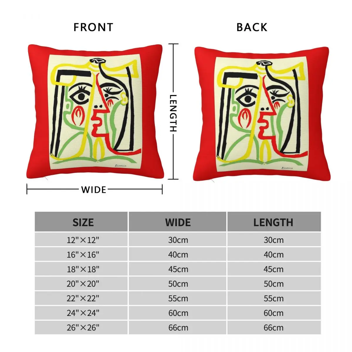 Pablo Picasso Tete De Femme Square Pillowcase Polyester Linen Velvet Creative Decorative Pillow Case Sofa Seater Cushion Cover