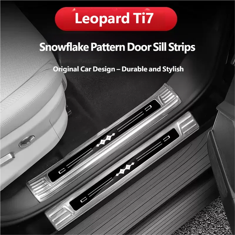 For BYD Leopard 7 Titanium 7 2025 2026 Car Door Sill Scuff Plate Welcome Pedal Protection Stainless Black/Silvery Garnish