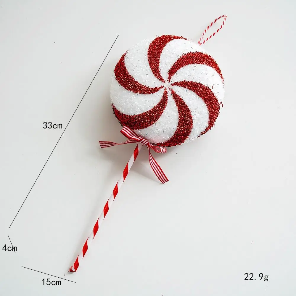 New Foam Flocking Simulation Candy Cane Decoration Red White Candies Christmas Velvet Hanging Canes Christmas Tree Ornaments