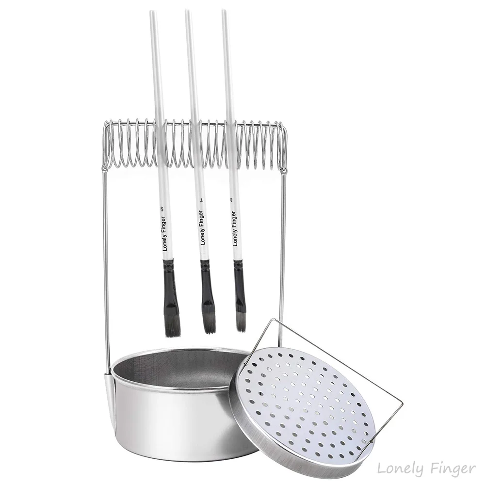 [No Pens]Stainless Steel Brush Washer, Paint Brush Cup, with Wash Tank Filter Screen Holder Spring, to Clean Dry Paint Brushes