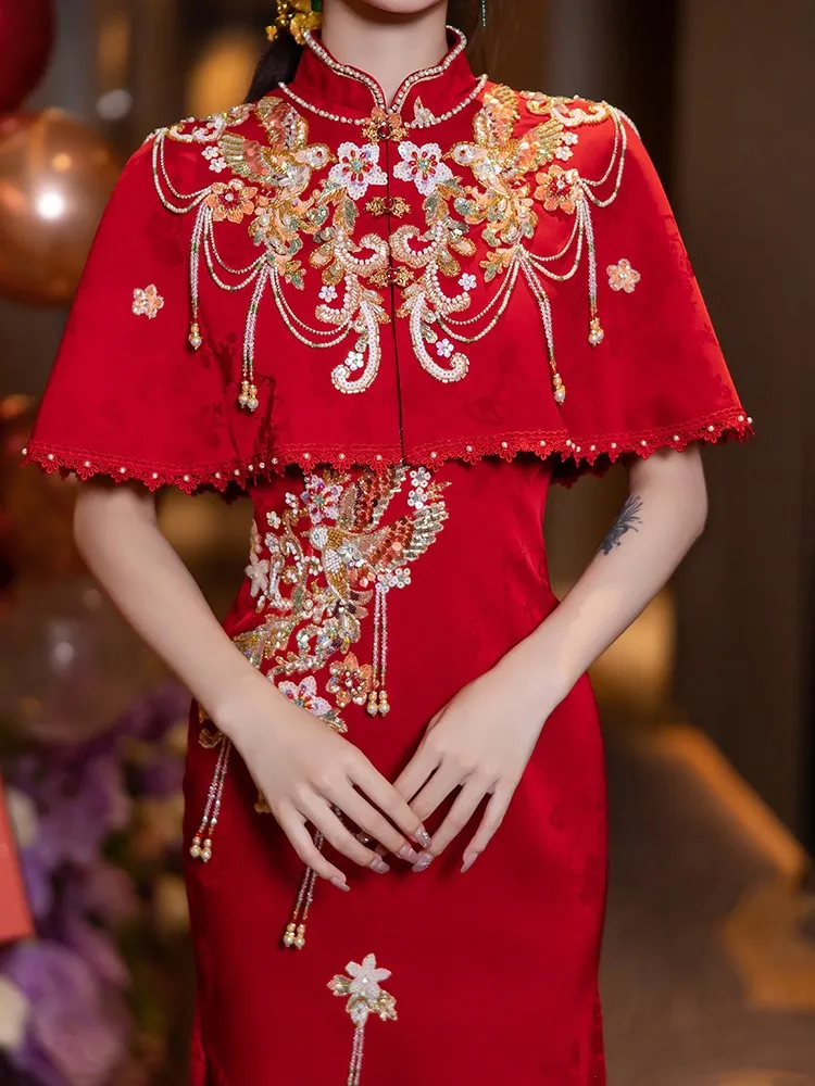 Cheongsam toasting dress new Chinese-style wedding bride's set formal for women